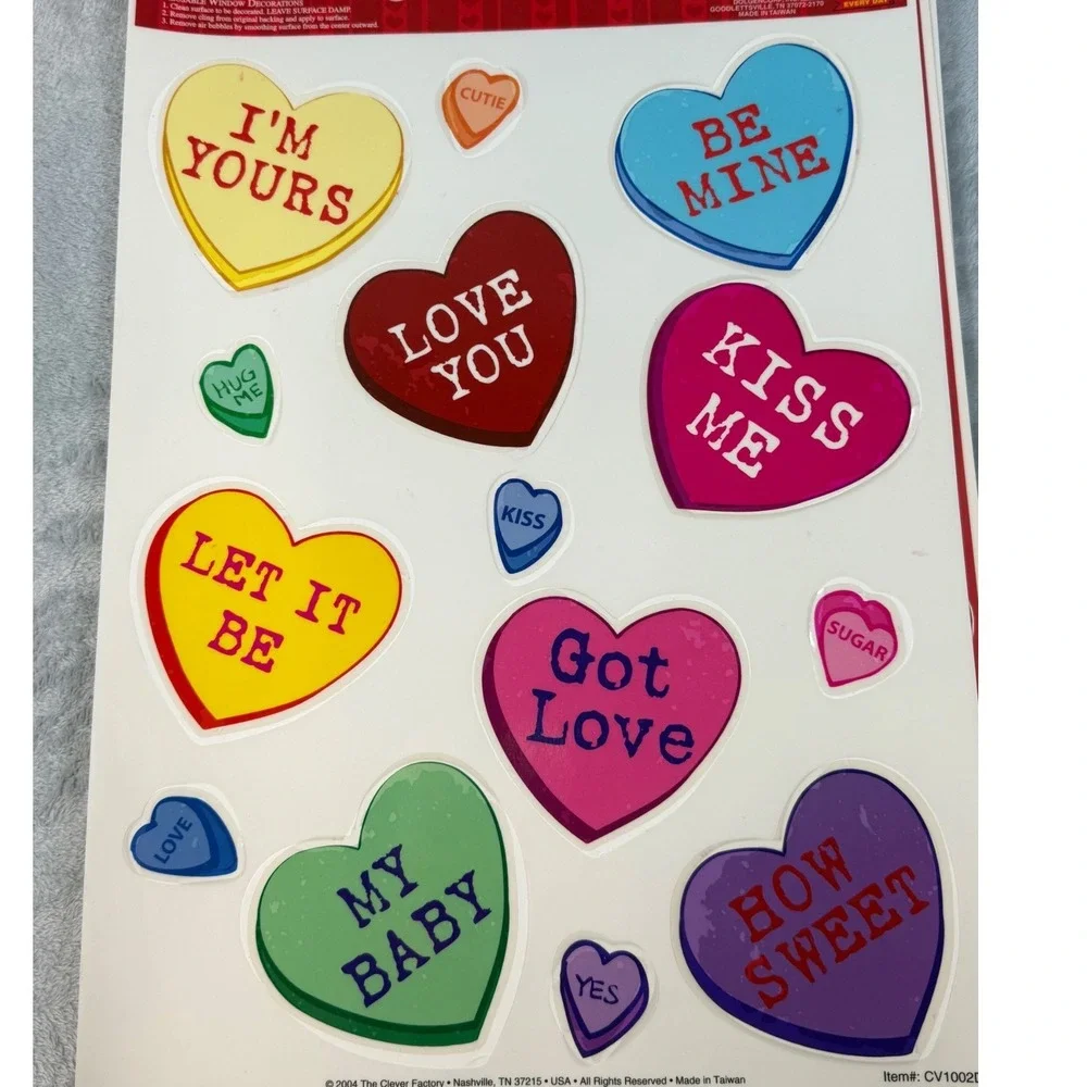Vintage Valentines Day Window Clings Lot Precious Moments Hearts 9 Sheets